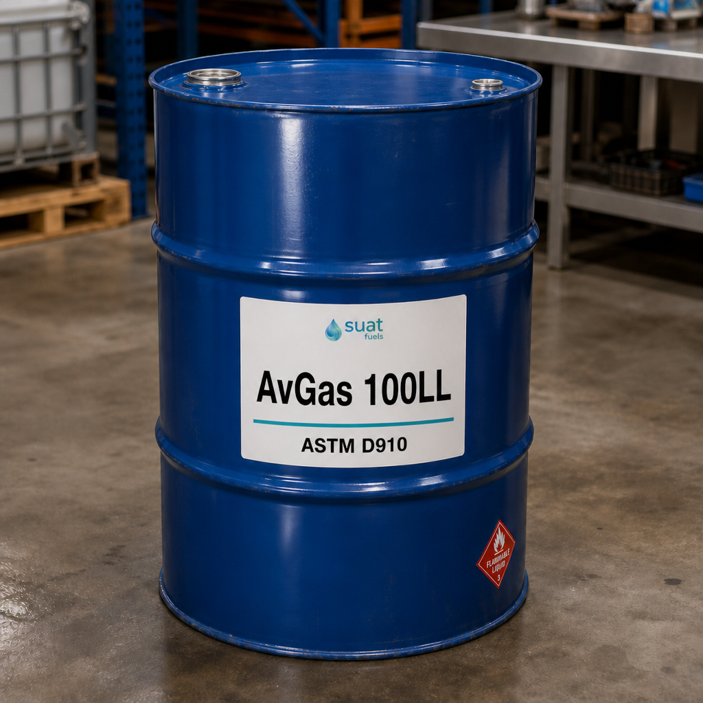 AvGas 100LL for piston aircraft and lab testing — 54 USG drum