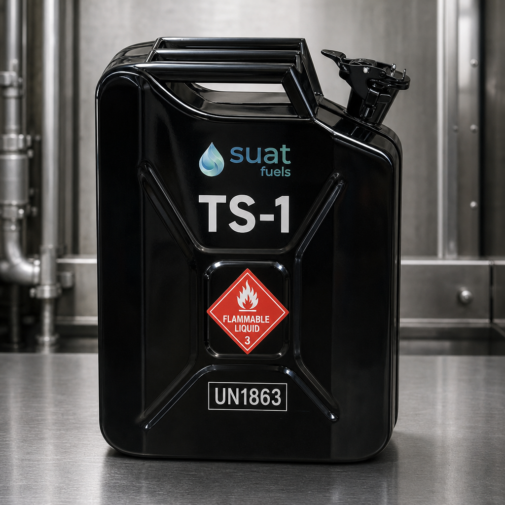 TS-1 GOST jet fuel logistics and packaged supply — 5 USG pail